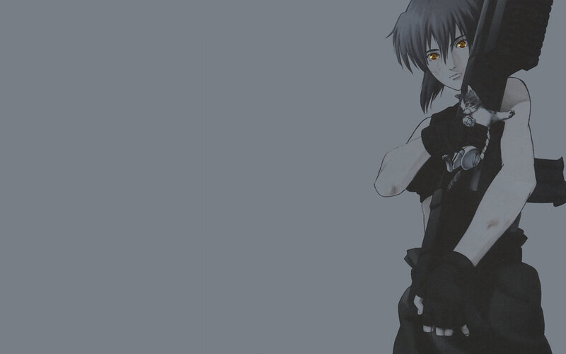 Anime Character with Cat — Gray, Serious
