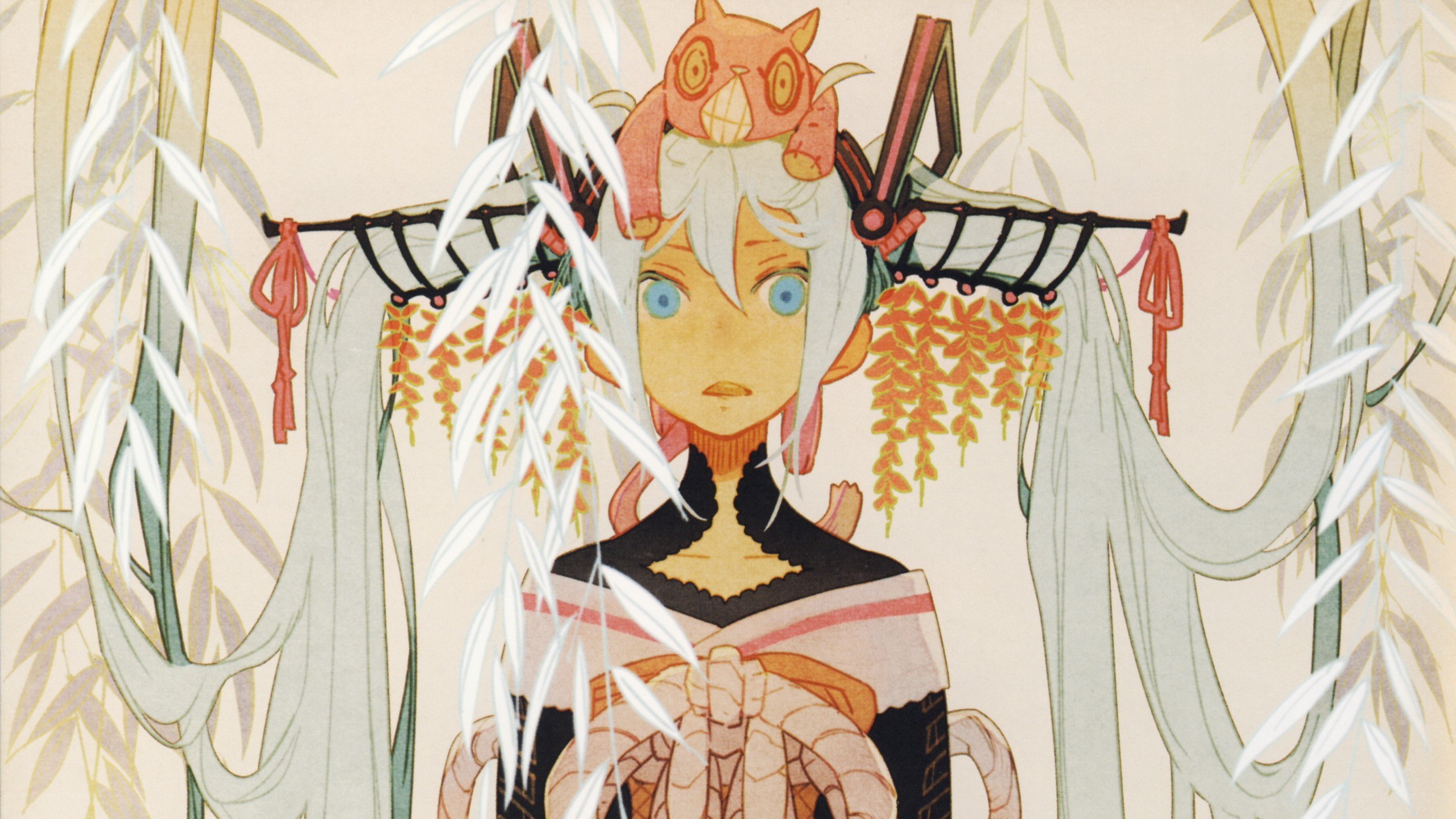 anime character with cat on head