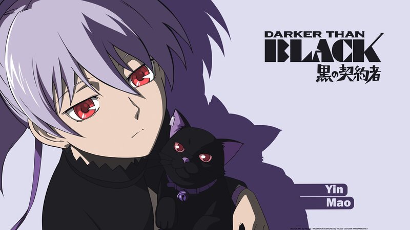 Anime Character with Cat — Purple, Dramatic