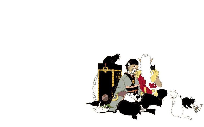 anime character with cats