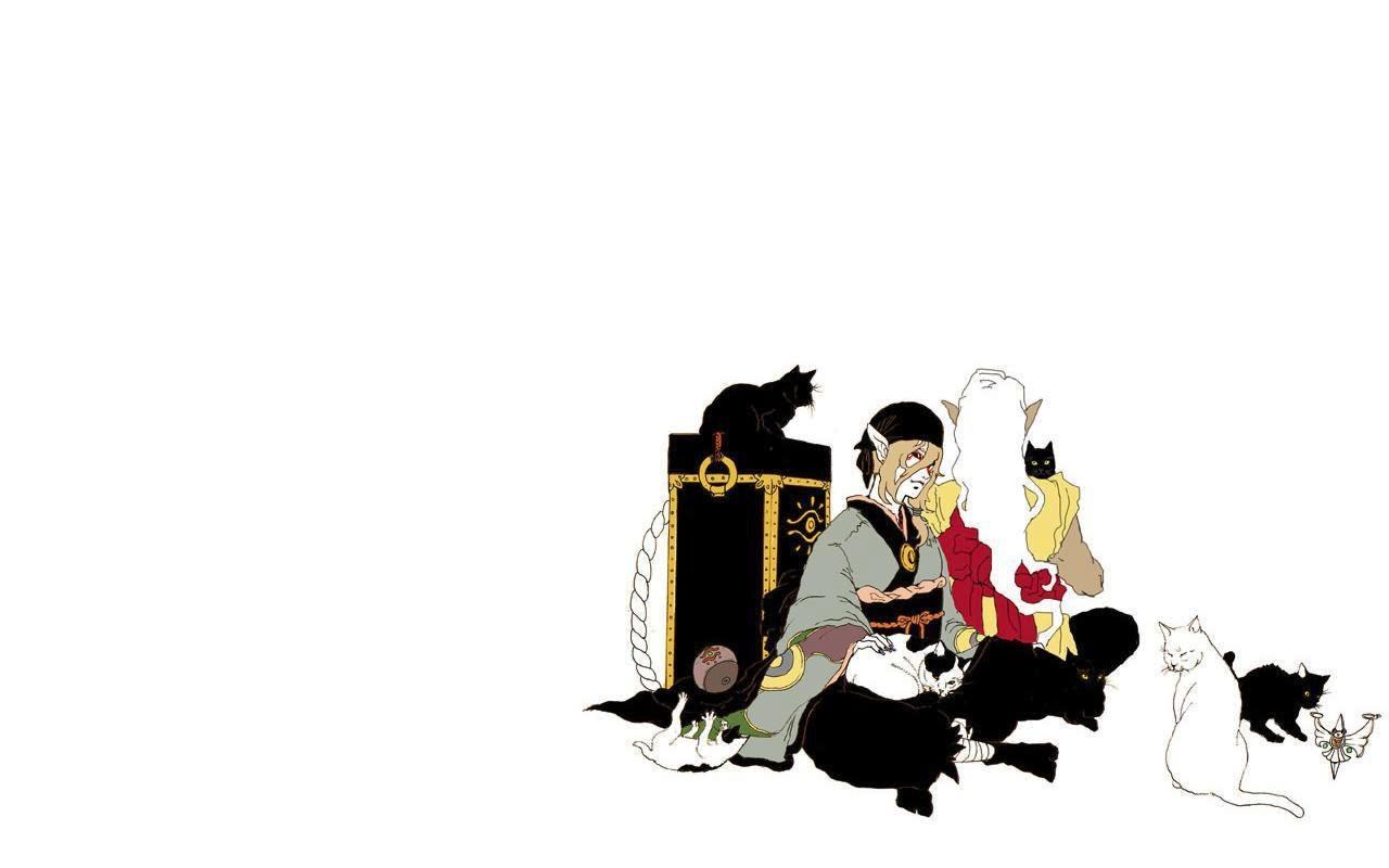 anime character with cats