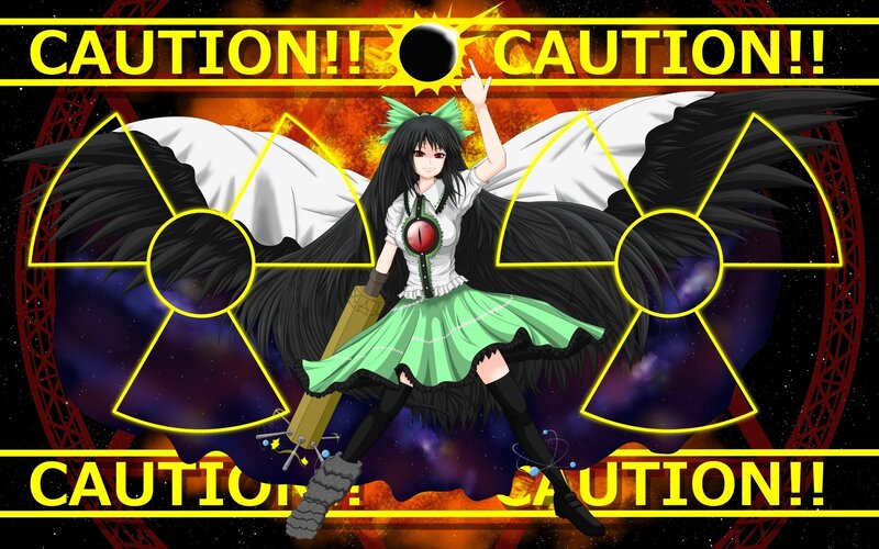 Anime character with caution symbols