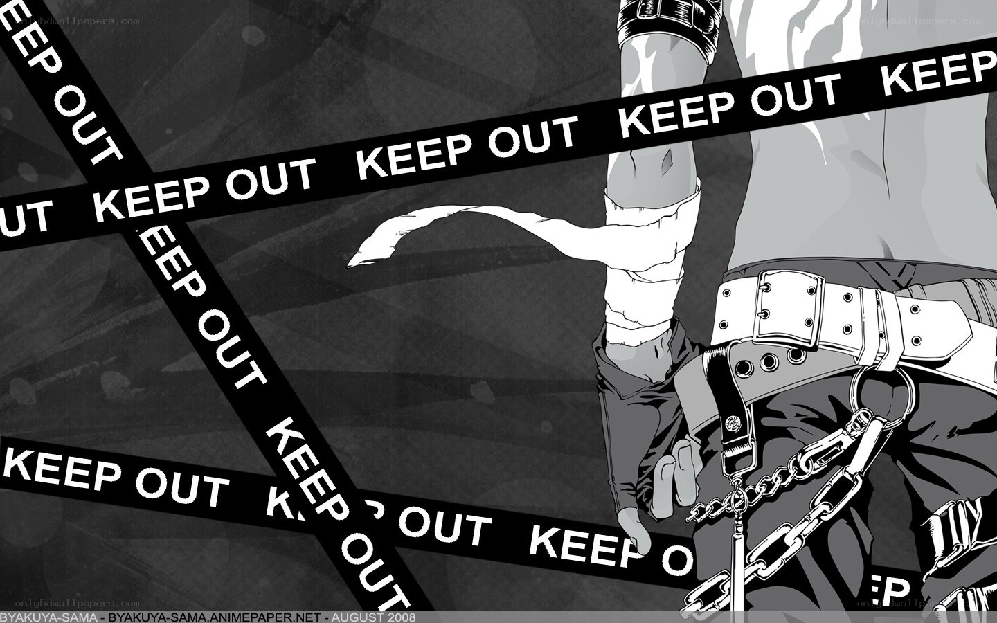 anime character with caution tape
