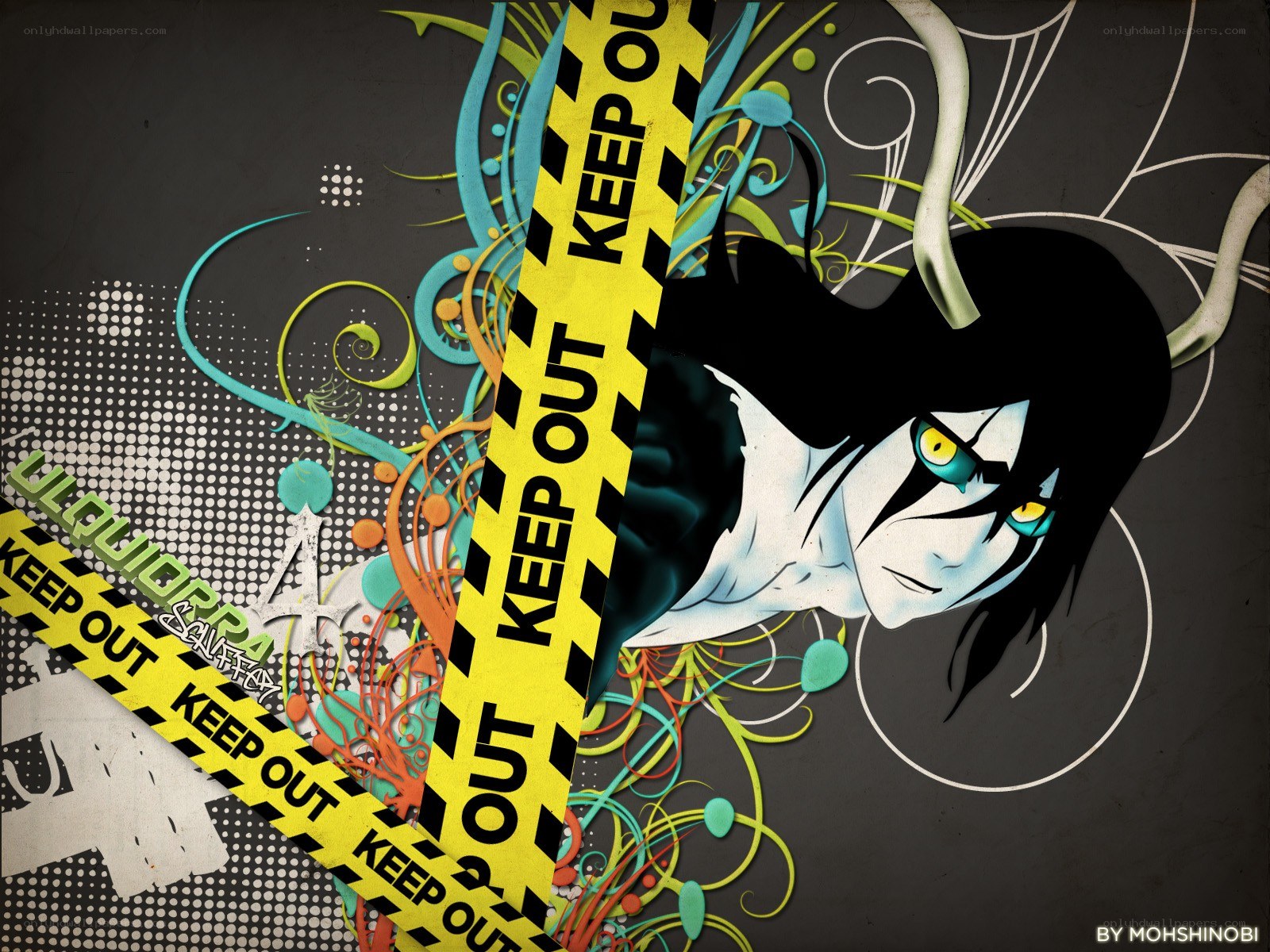 Anime character with caution tape