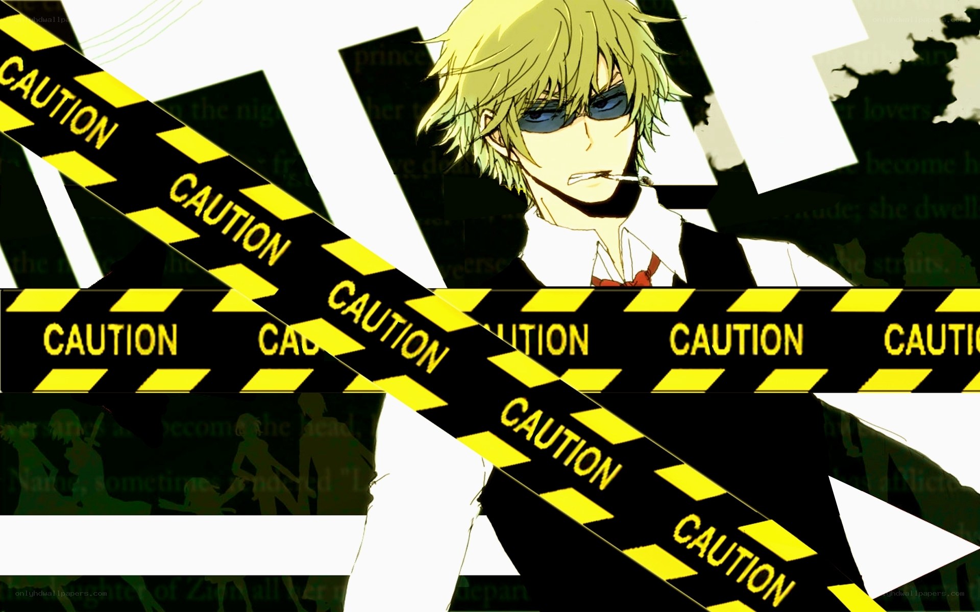 anime character with caution tape