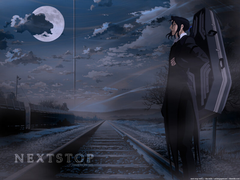 anime character with cello case