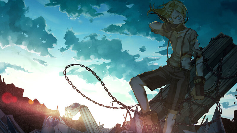 Anime Character with Chain — Blue