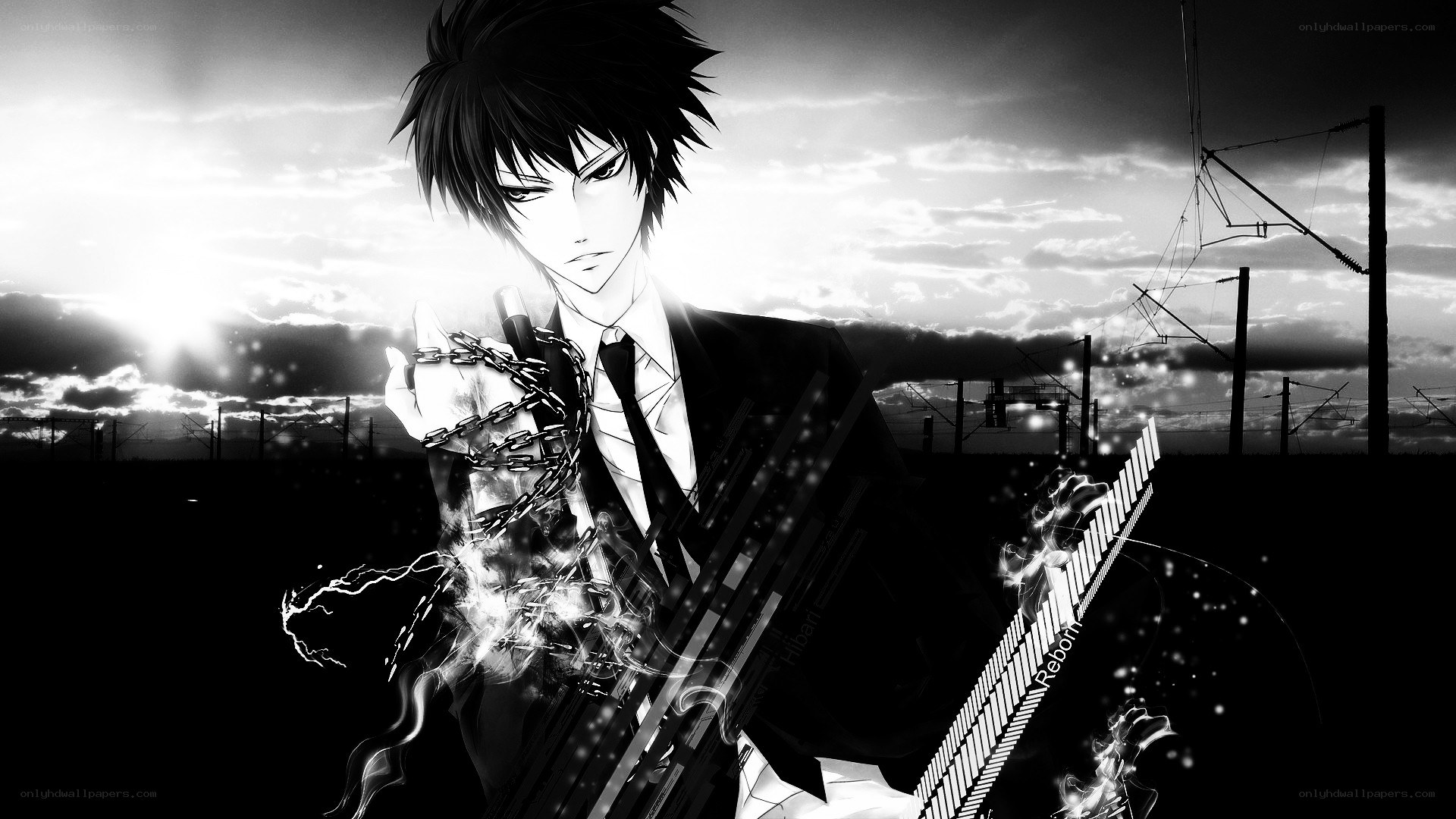 Anime character with chains and lightning