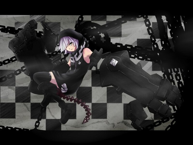 Anime Character with Chains — Black, Dramatic, Digital Art, Mechanical Arms