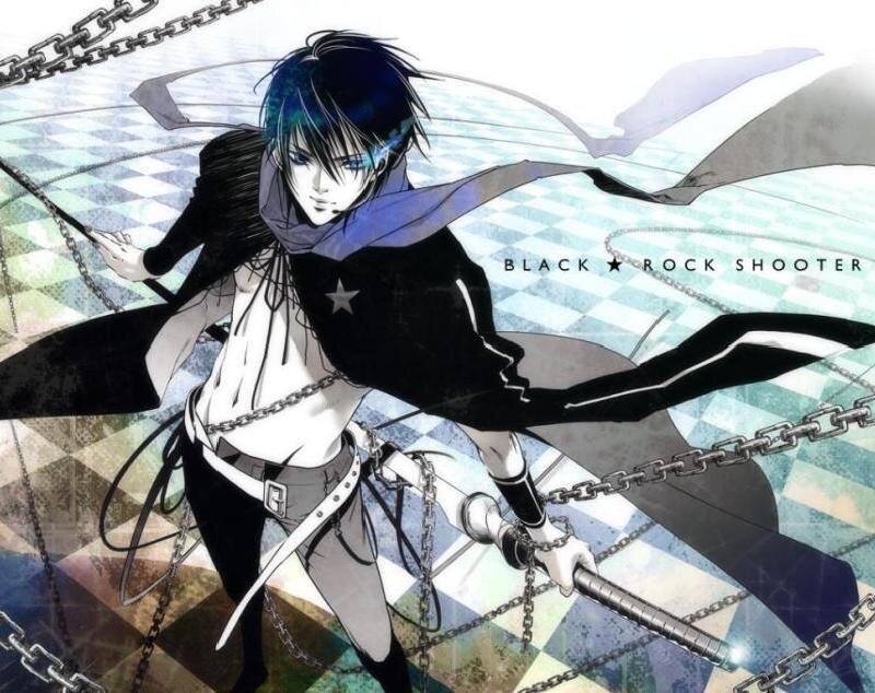 Anime Character with Chains — Black, Dramatic, Manga, Sword, Scarf