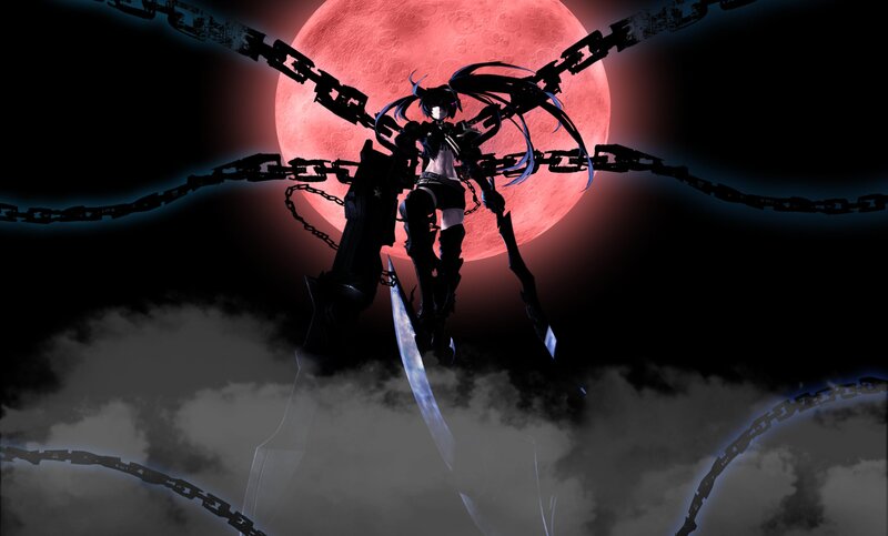 Anime Character with Chains — Black, Dramatic, Night, Digital Art