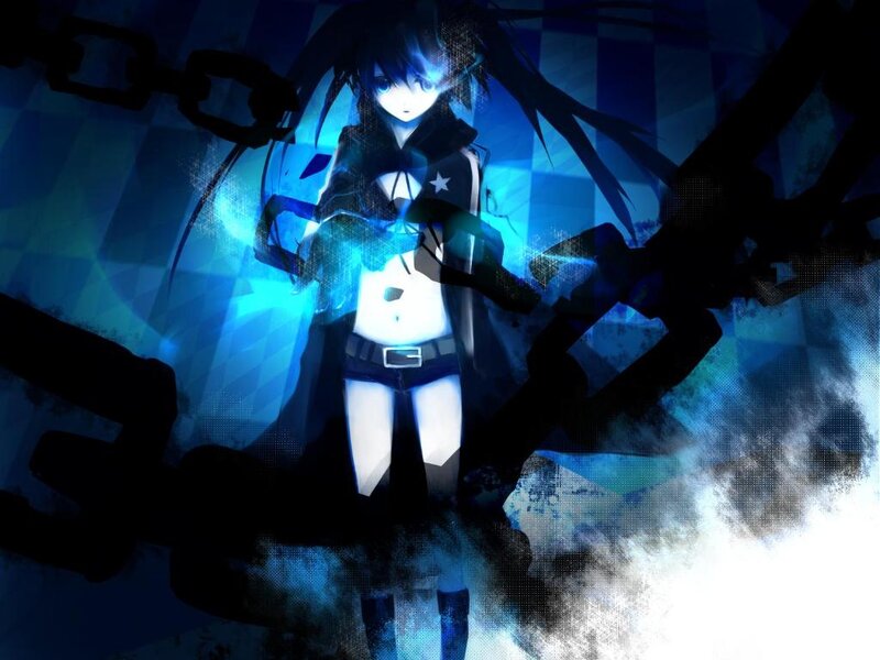 Anime Character with Chains — Blue, Dramatic, Night