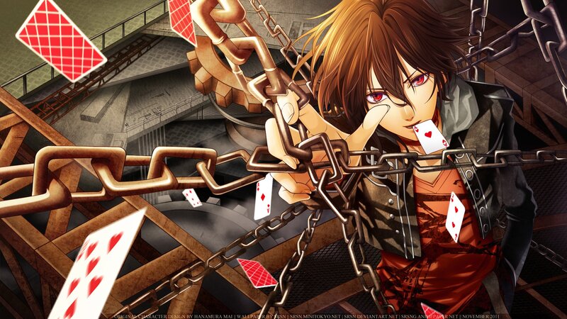 Anime Character with Chains — Brown, Dramatic, Manga, Playing Cards