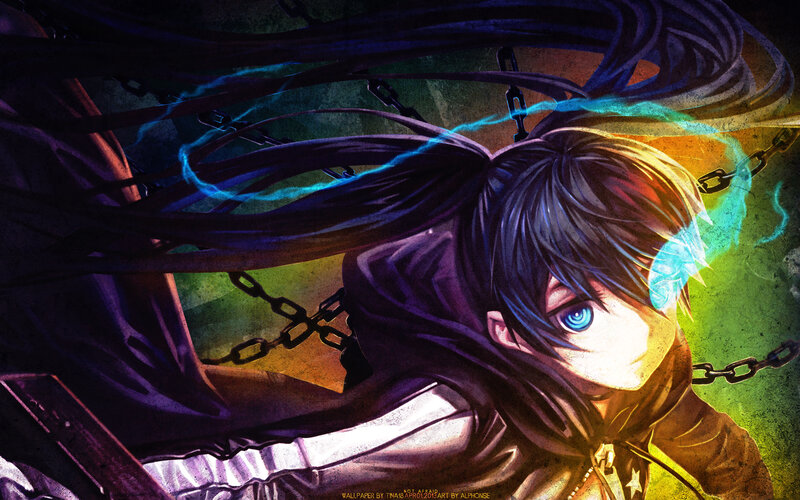 Anime Character with Chains — Purple, Dramatic, Digital Art, Blue Eyes
