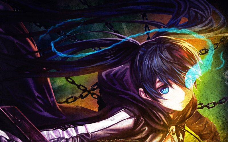 Anime Character with Chains — Purple, Dramatic, Digital Art, Electricity