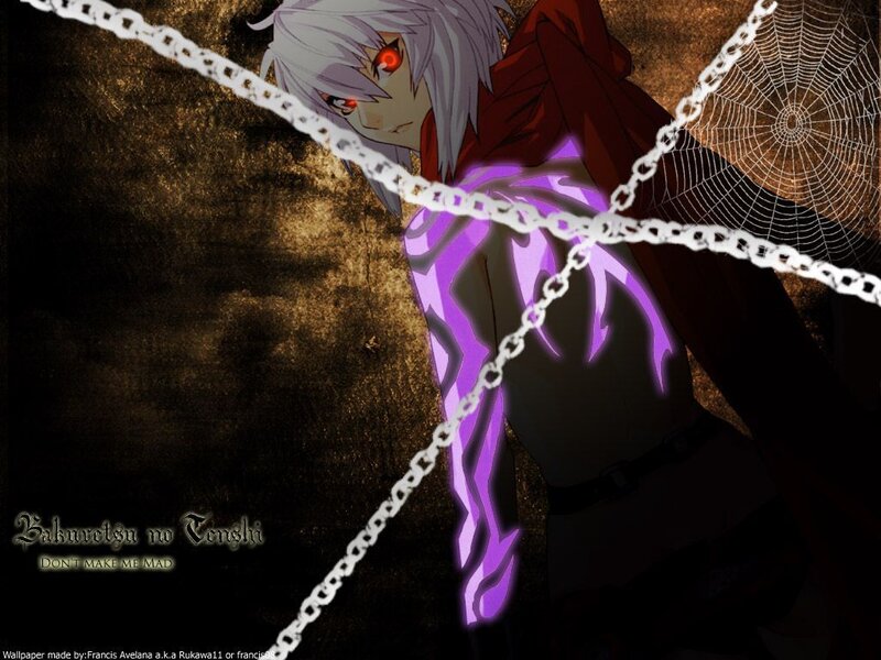 Anime Character with Chains — Purple, Dramatic, Digital Art