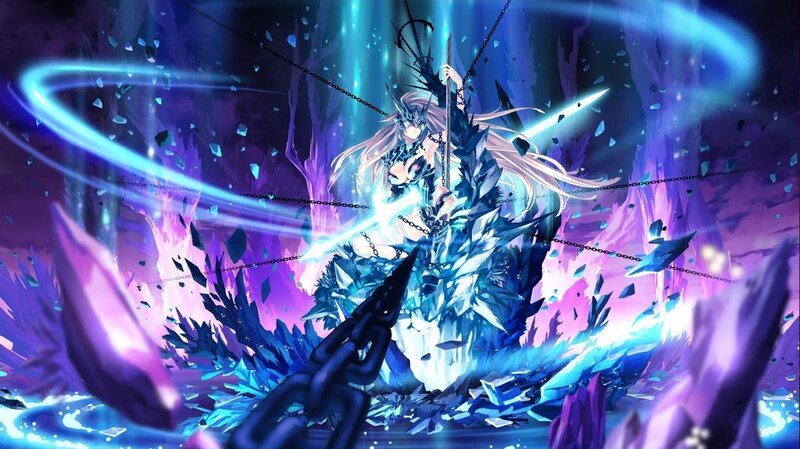 Anime Character with Chains — Purple, Dramatic, Intense