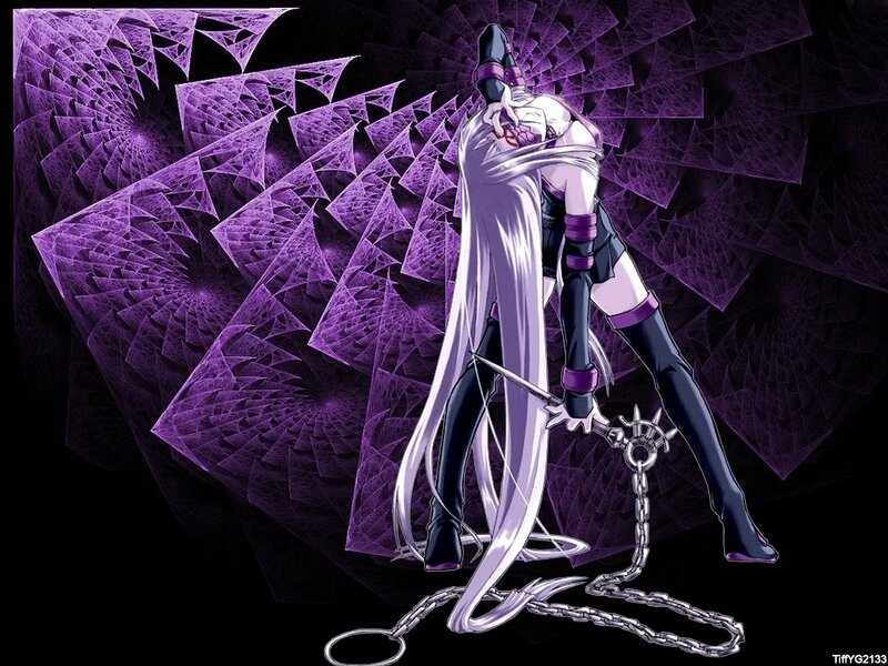 Anime Character with Chains — Purple, Dramatic, Manga