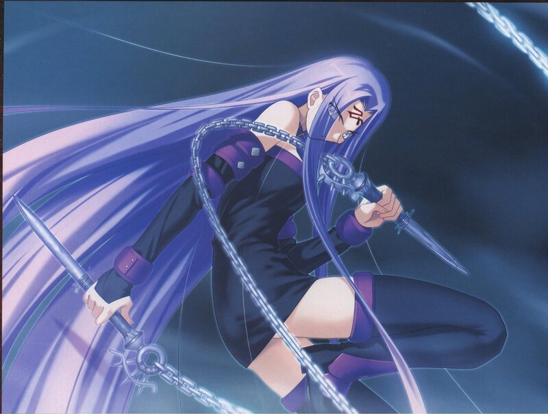 Anime Character with Chains — Purple, Dramatic, Night, Daggers