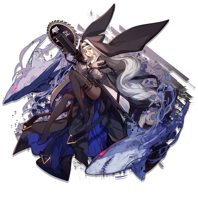 Anime Character with Chainsaw — Blue
