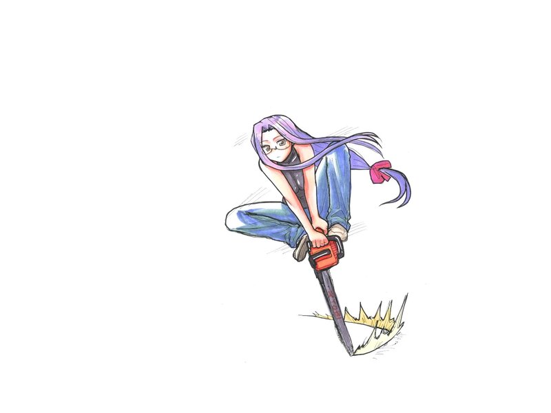 Anime Character with Chainsaw — Purple
