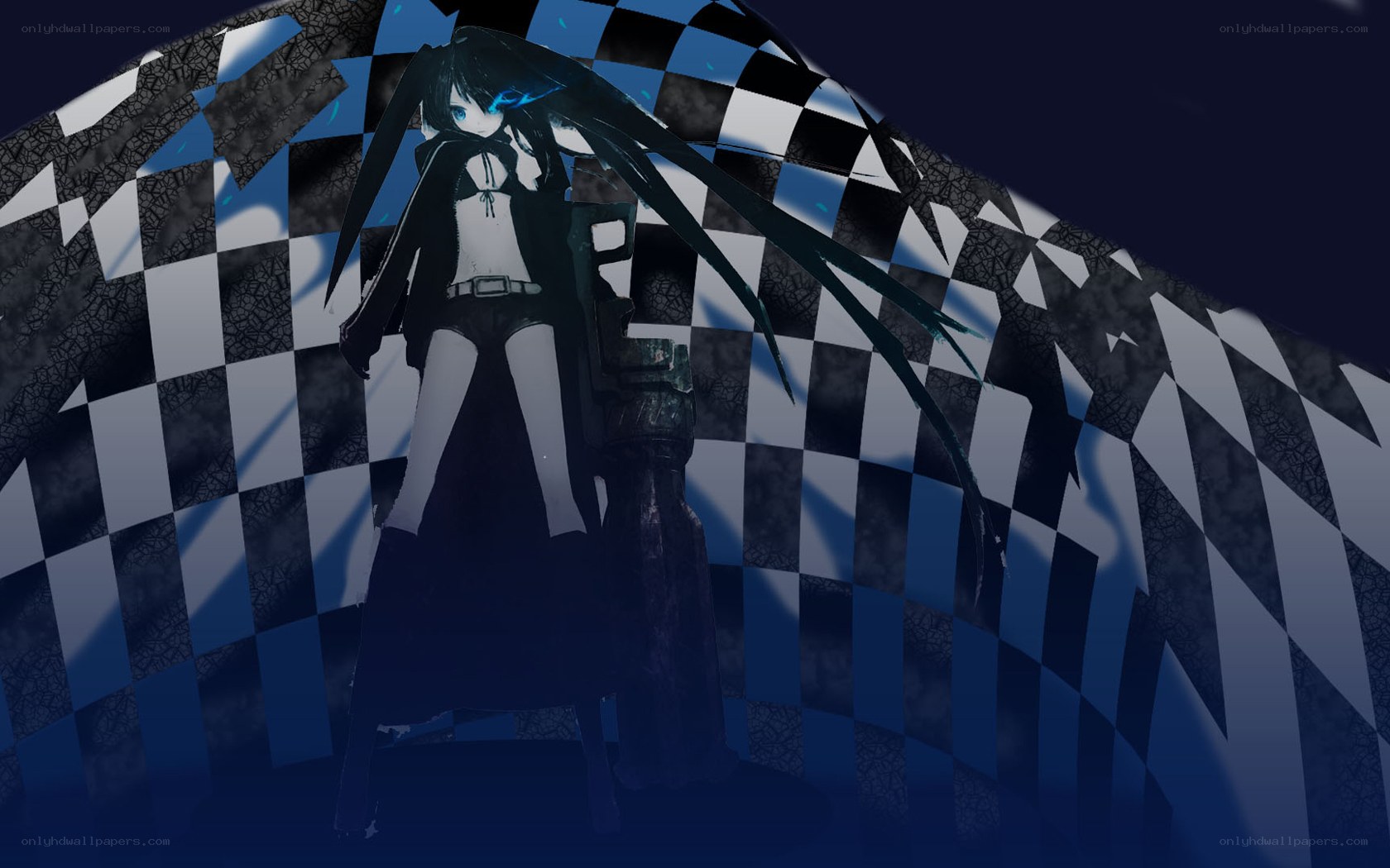 anime character with checkered background