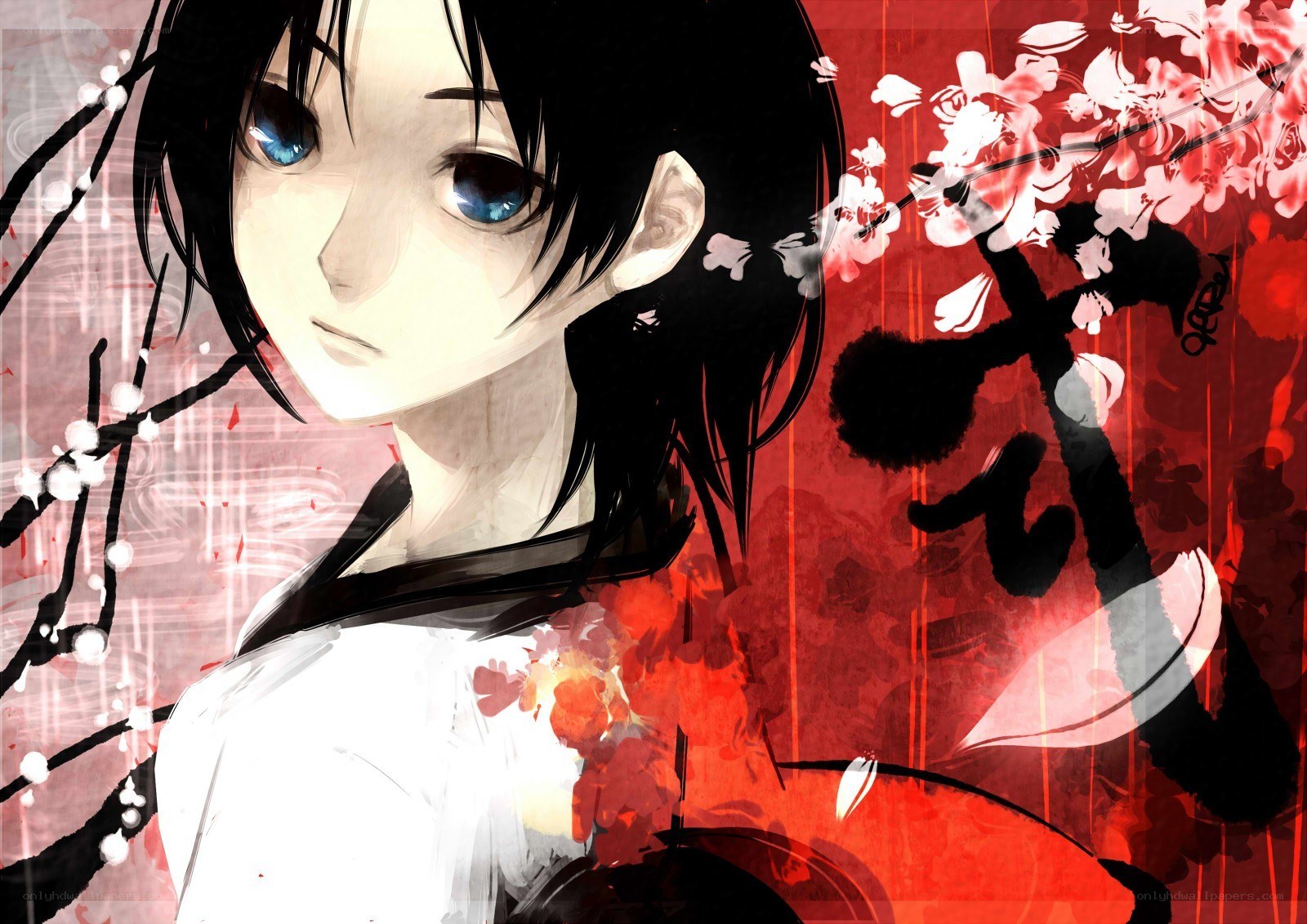 anime character with cherry blossoms
