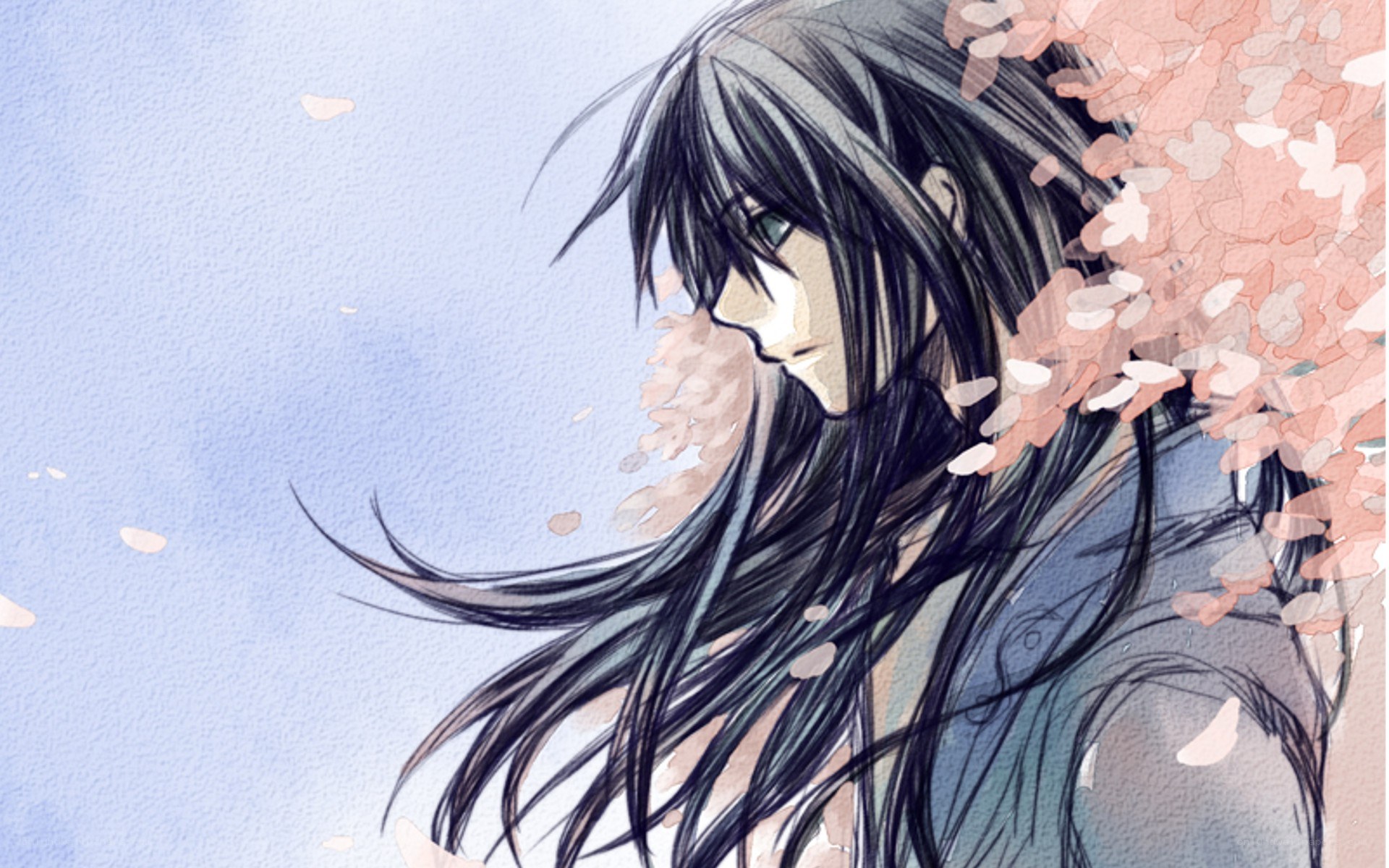 anime character with cherry blossoms