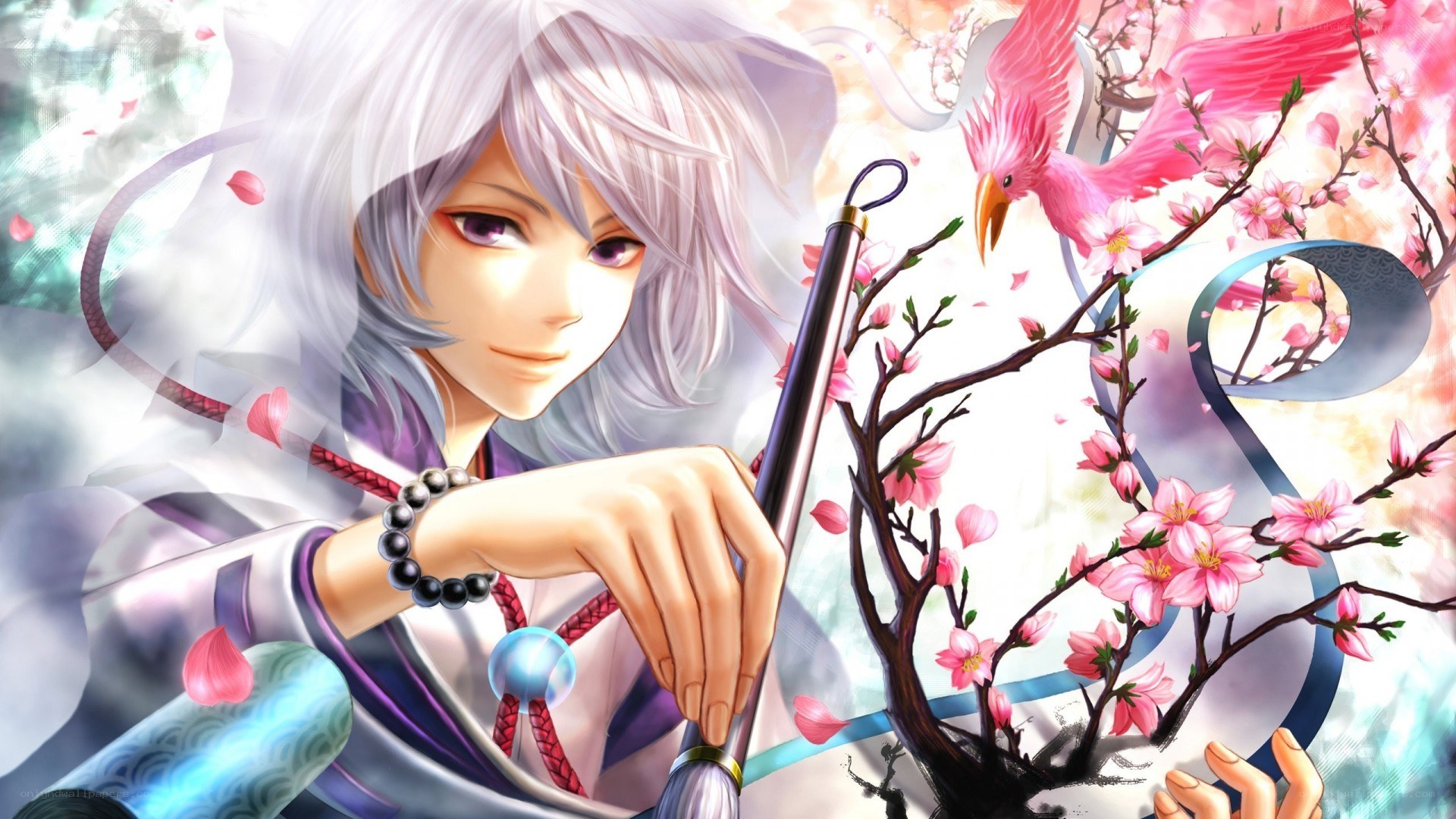 anime character with cherry blossoms