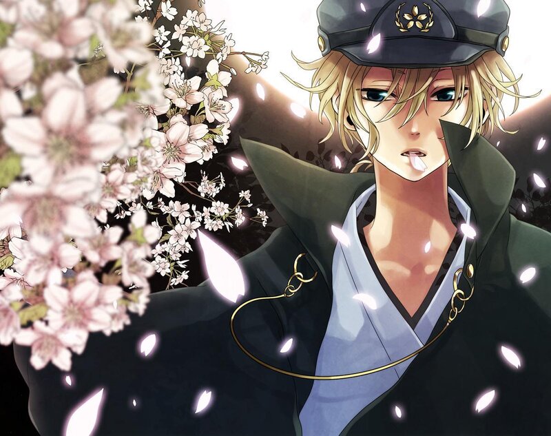 anime character with cherry blossoms