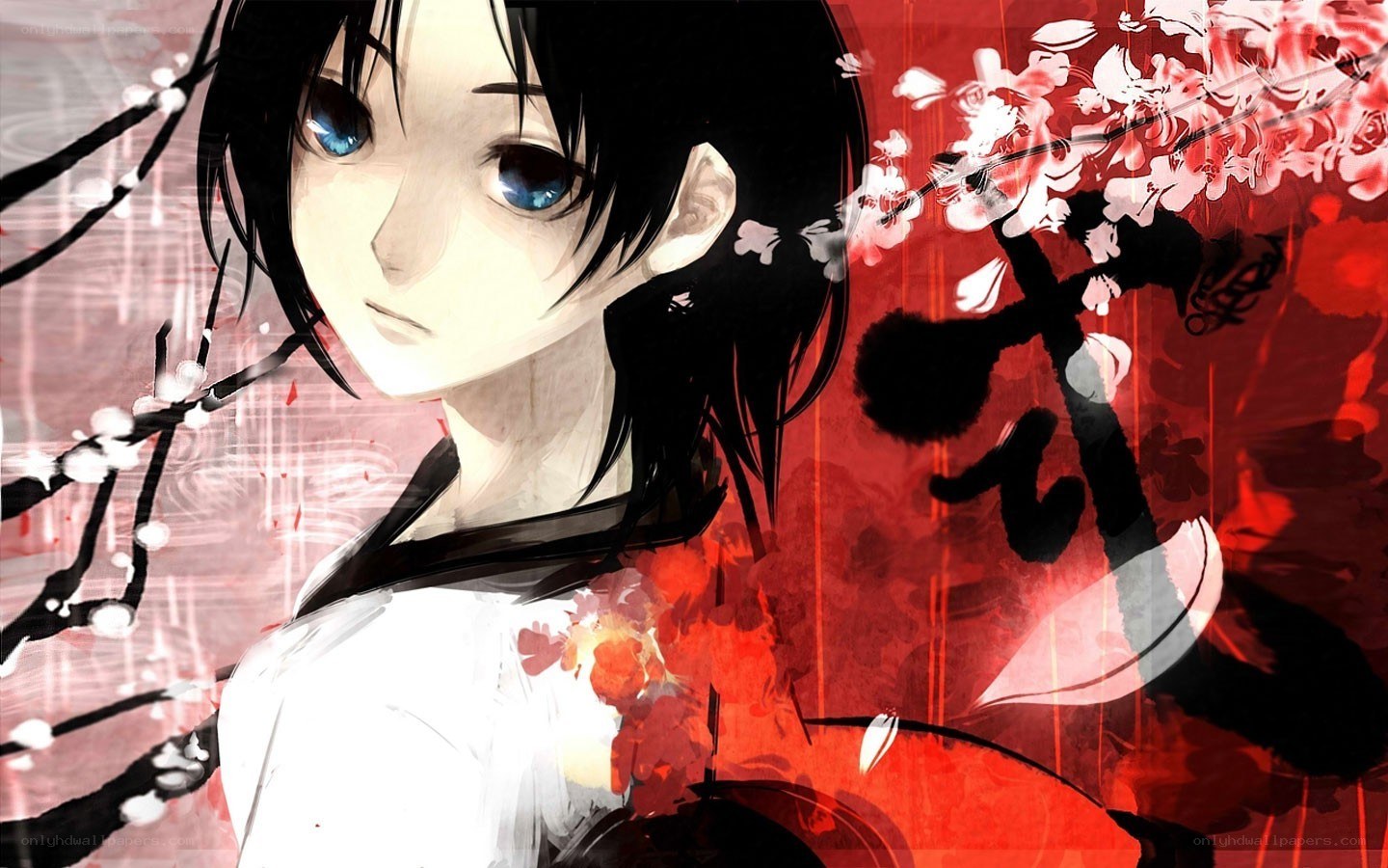 anime character with cherry blossoms