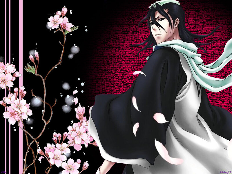Anime Character with Cherry Blossoms — Black