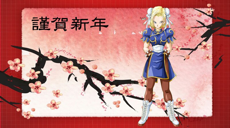 Anime Character with Cherry Blossoms — Red