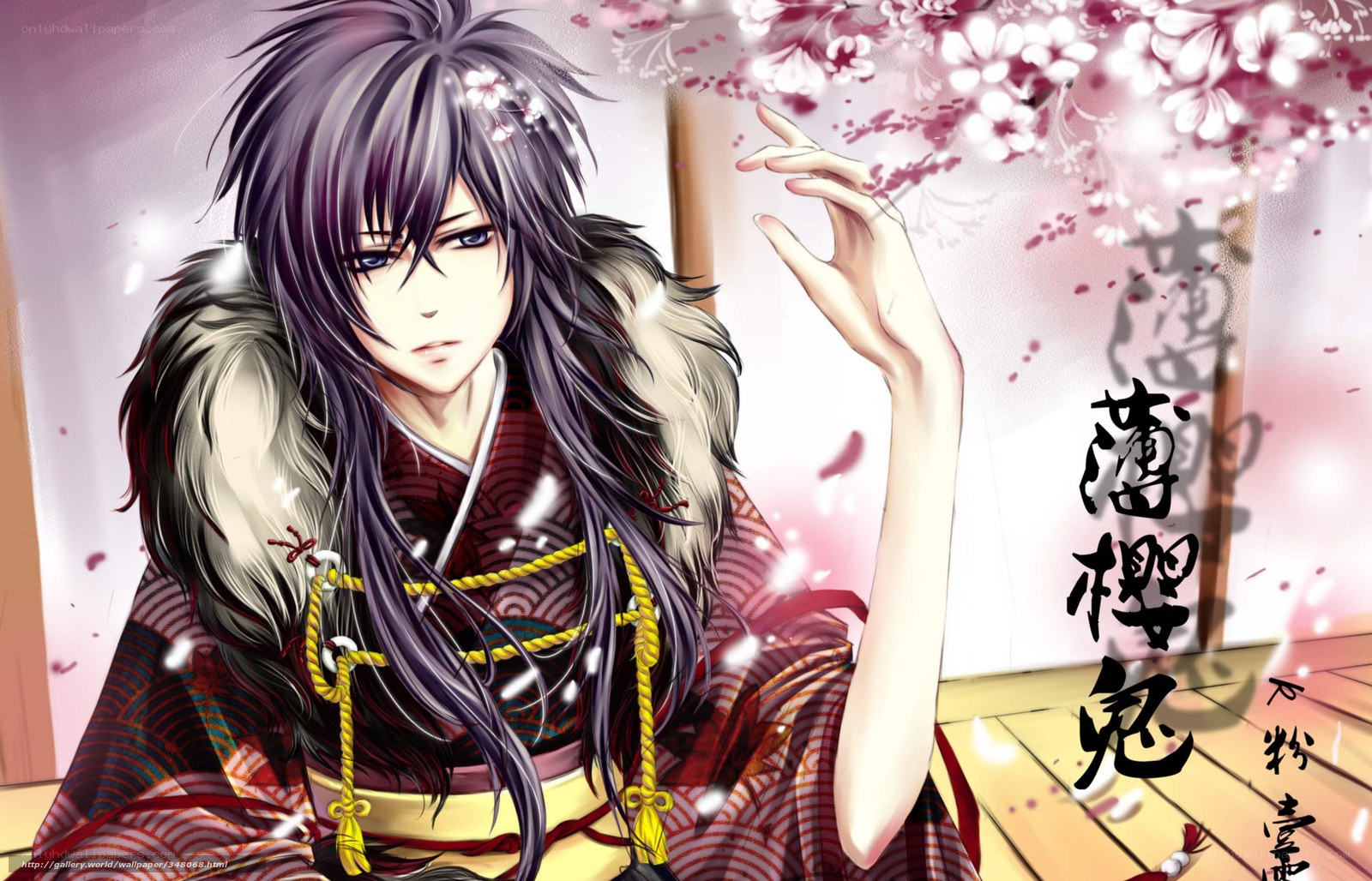 anime character with cherry blossoms