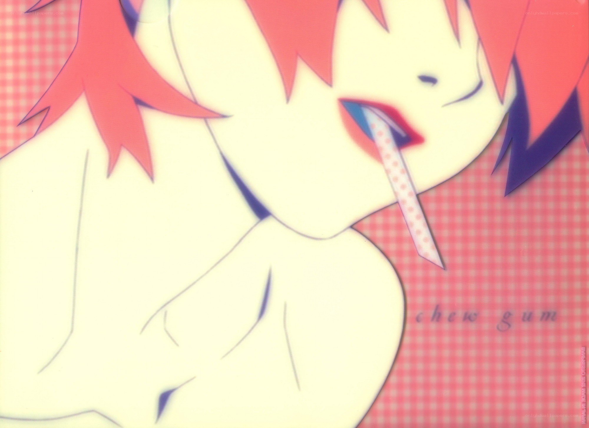 anime character with chewing gum