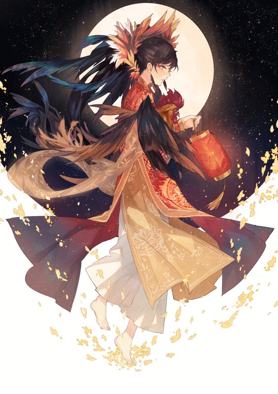Anime Character with Chicken — Black