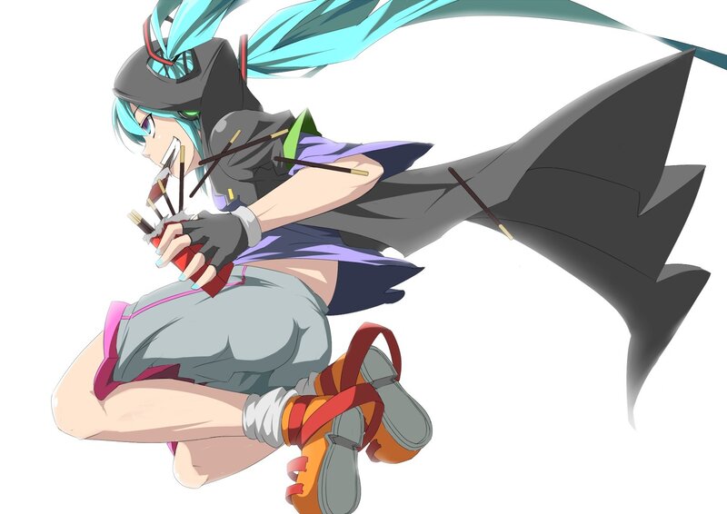 anime character with chopsticks