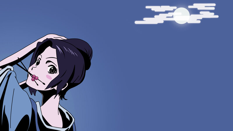 Anime Character with Chopsticks — Blue