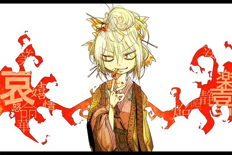 Anime Character with Chopsticks — Yellow, Playful
