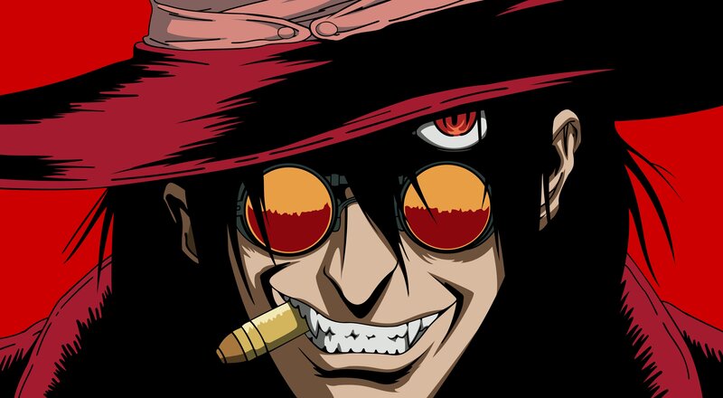 Anime Character with Cigar — Red, Dramatic