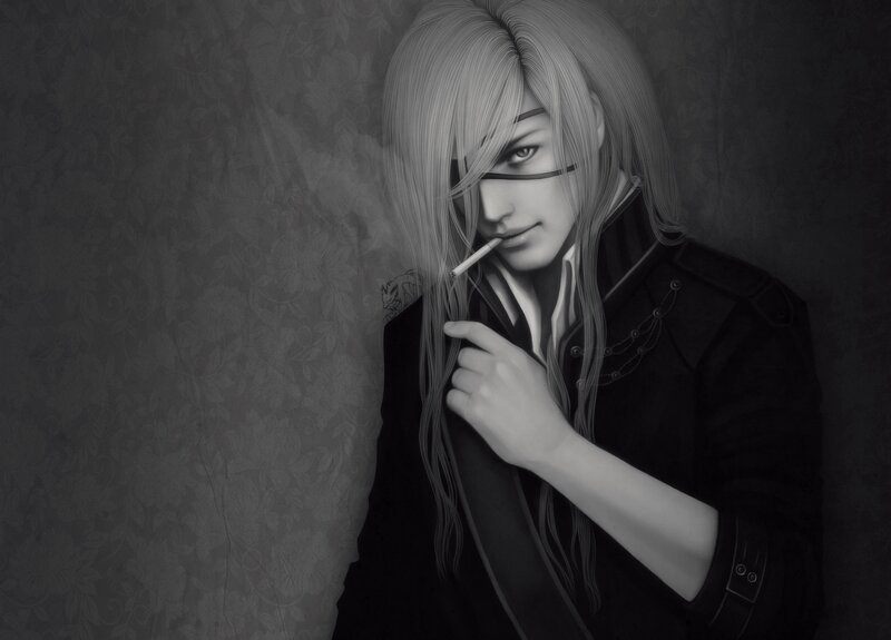 anime character with cigarette