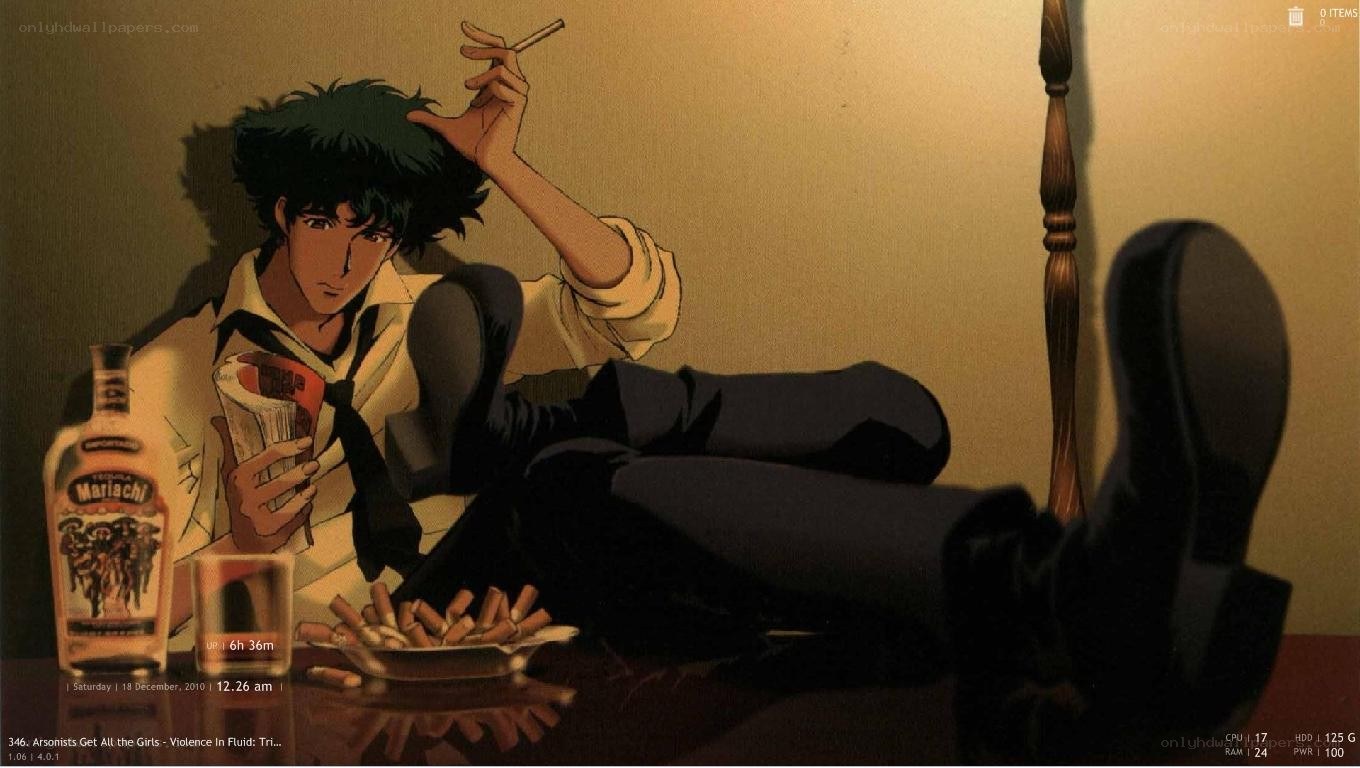 Anime character with cigarette and bottle