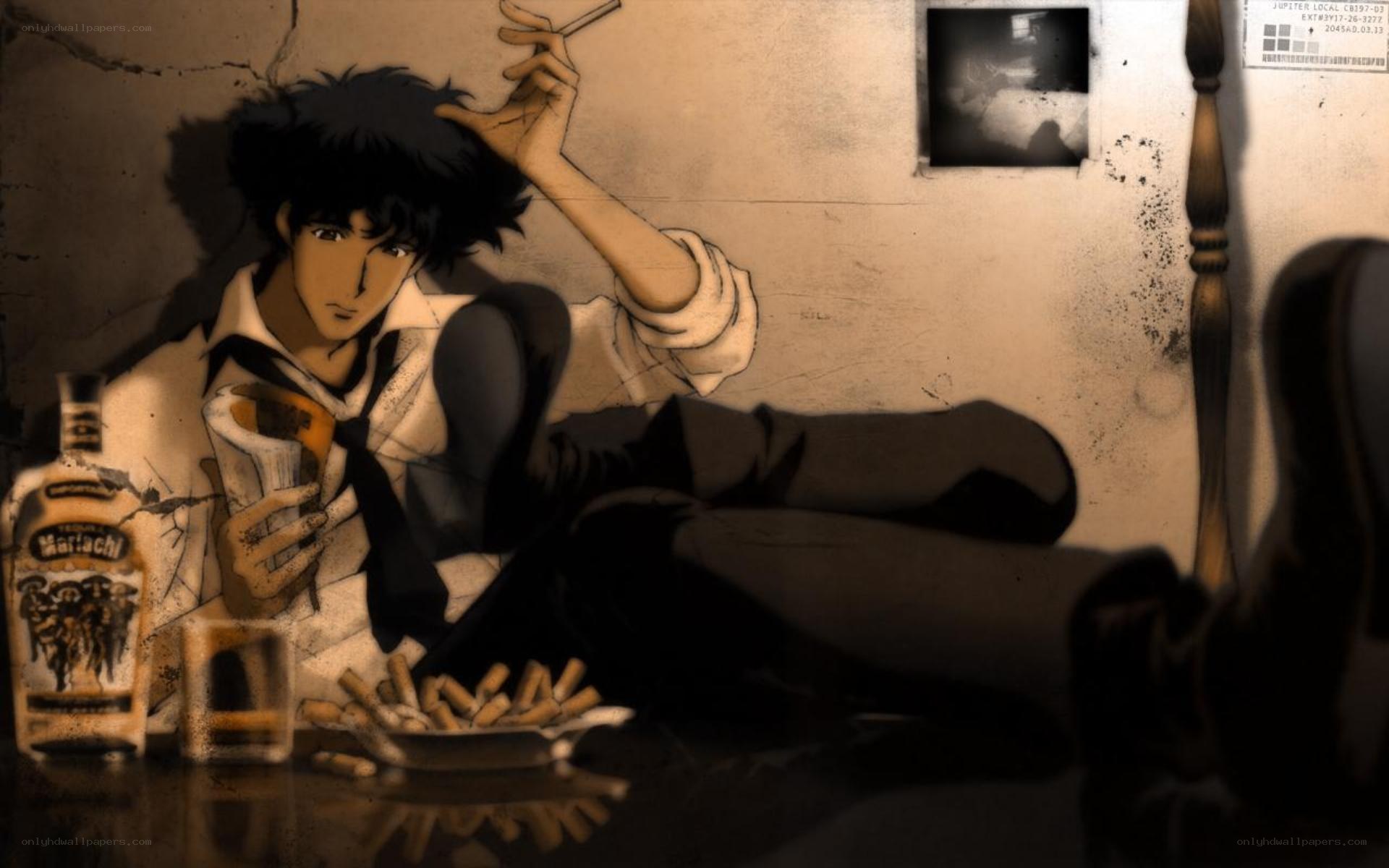 Anime character with cigarette and bottle
