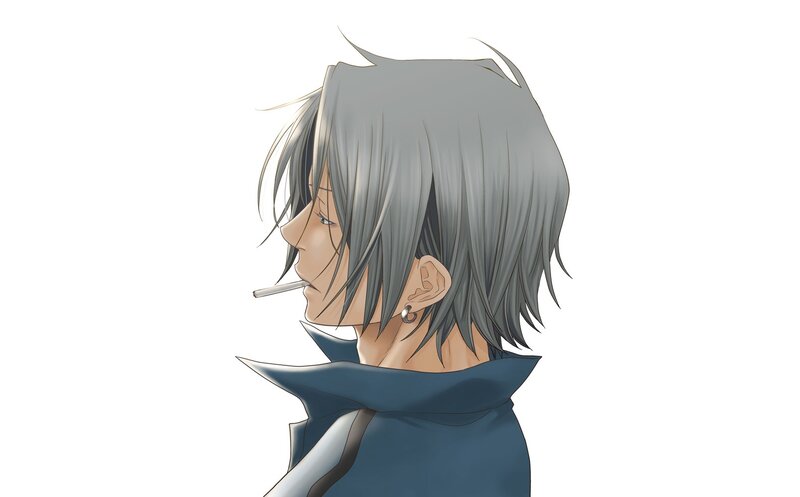 Anime Character with Cigarette — Gray