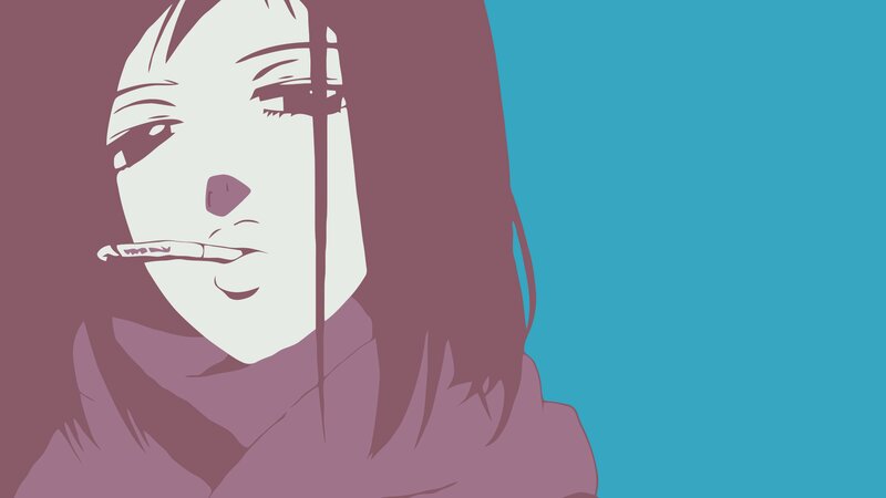 Anime Character with Cigarette — Purple