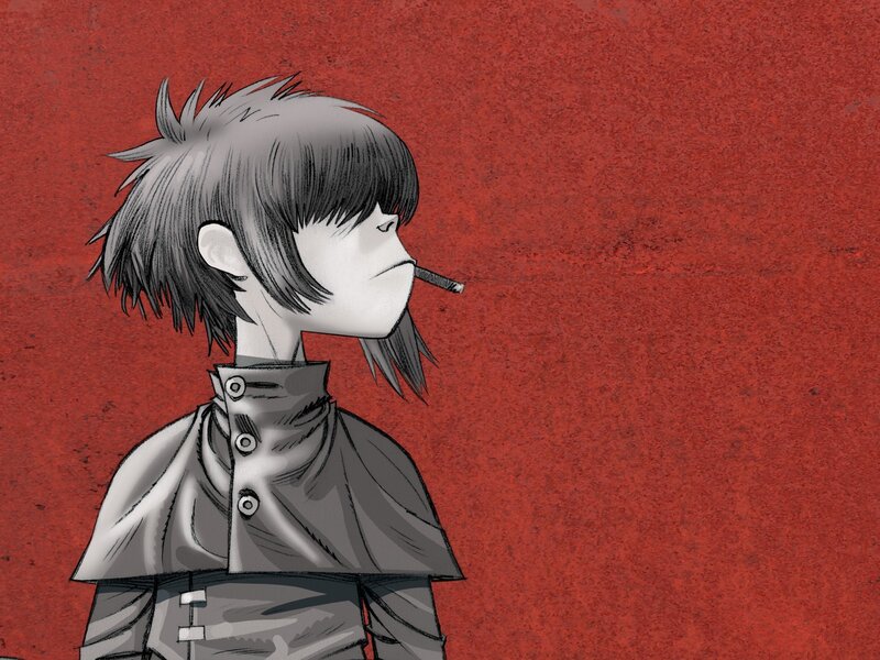Anime Character with Cigarette — Red, Serious
