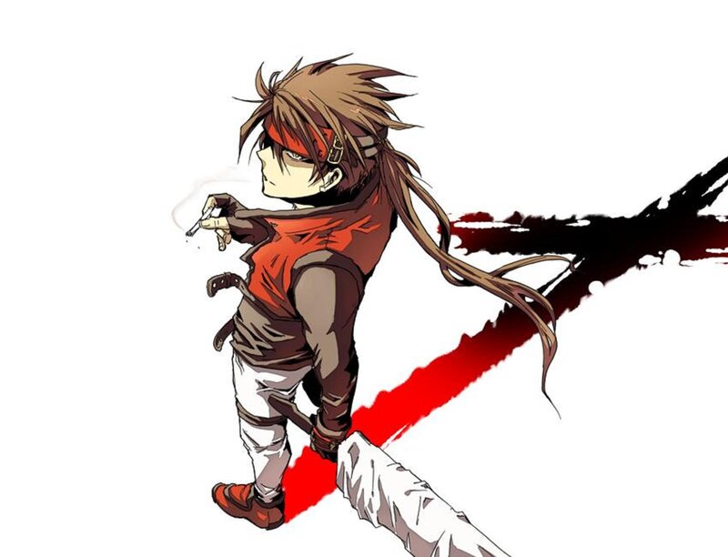 Anime Character with Cigarette — Red