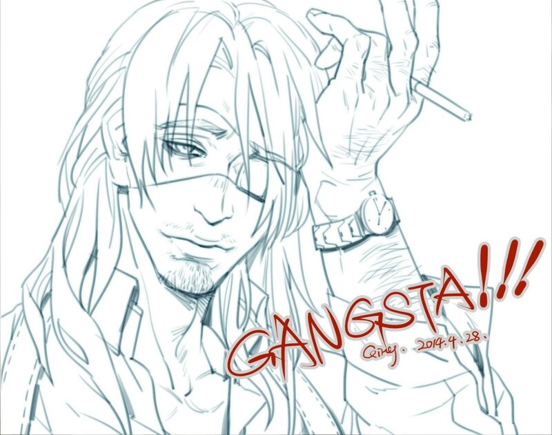 Anime Character with Cigarette — White