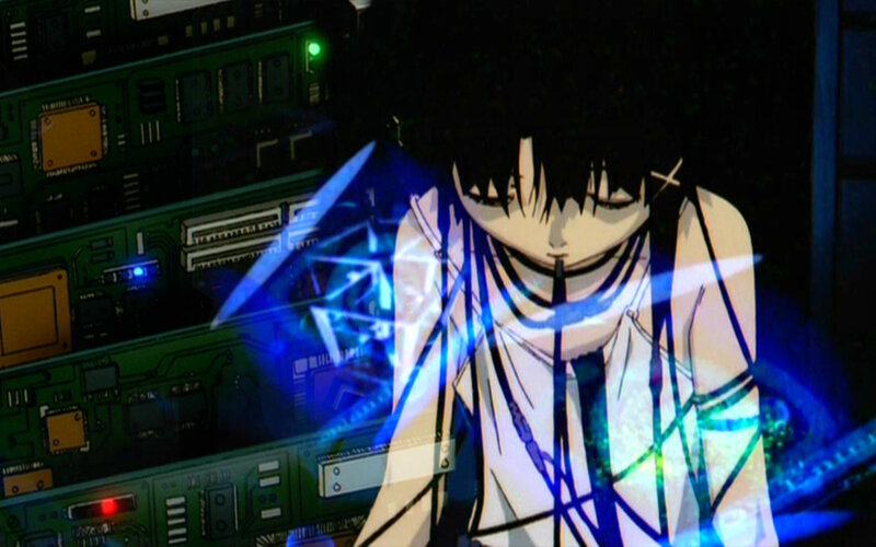 anime character with circuit board