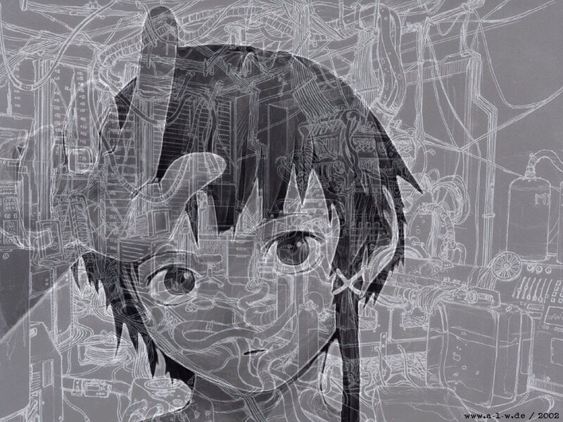 anime character with circuit overlay